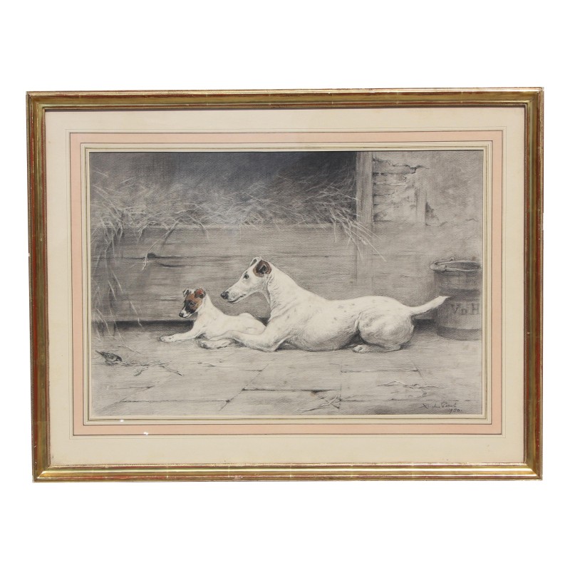 Zeichnung \"Jack Russell Terrier\", signiert von Xavier de Poret (1894-1975). - Moinat - Gemälden - Verschieden